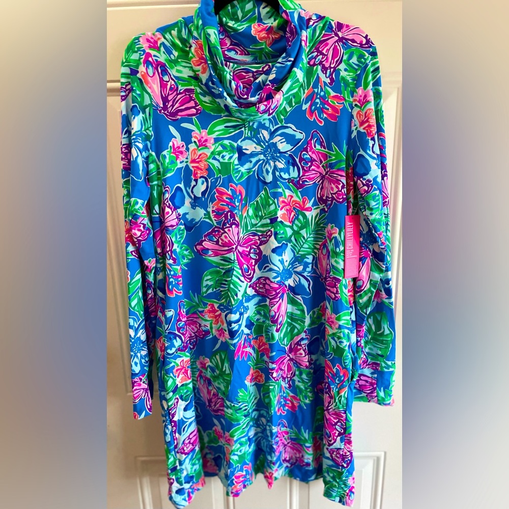 🚫SOLD🚫⭐️⭐️Lilly Pulitzer Cowl Neck/Gator mask Lilshield Long Sleeve50+Dress - Picture 4 of 15